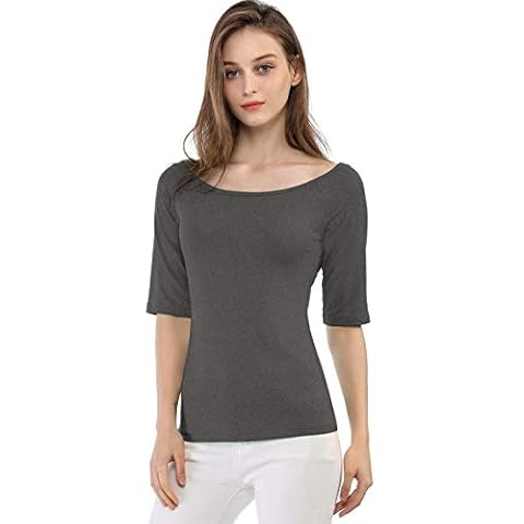 Allegra K Camiseta Suave De Media Manga Gris Oscuro Cover
