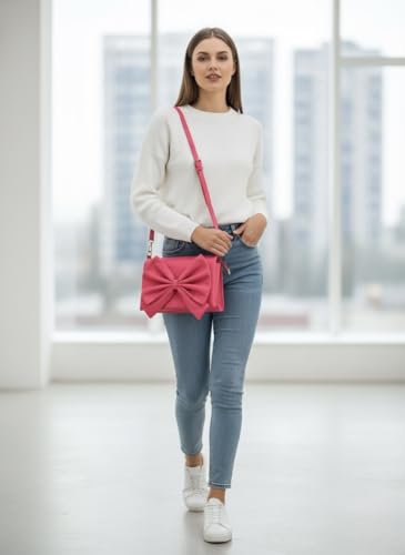Image of Women's Bow Crossbody Bag - Shoulder Purse & Sling Handbag - Multi-Pocket Partitioned Side Bag with Adjustable Strap for Party, Wedding & Casual