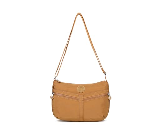 MINDESA 8611 Womens Light-weight Canvas Shoulder Bag Handbag Smooth Zippers for Casual Everyday Multi-purpose Use (Mustard)