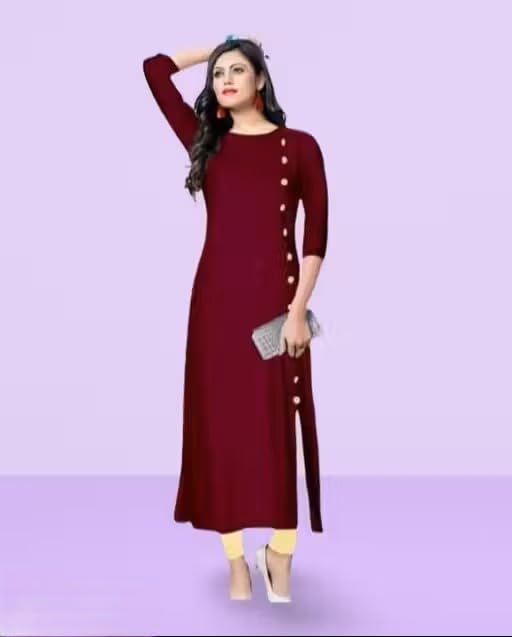 Trending & Pretty Long Gown with Beautiful Front Mirror Embroidery and Storage Print for Women's and Girls |A11|Button Long_--picture-37