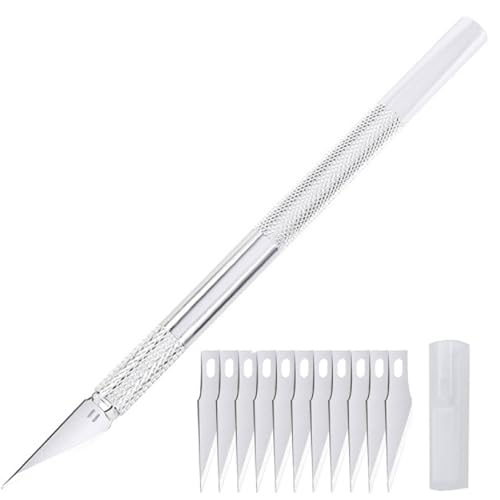 Craft Knife, Exacto Knife, Hobby Knife Set - 11 Stainless Steel Spare Blades, Aluminum Handle, Professional Carving Knife, Ideal for DIY Art Cutting, Model Making, Scrapbooking, Stencil Design