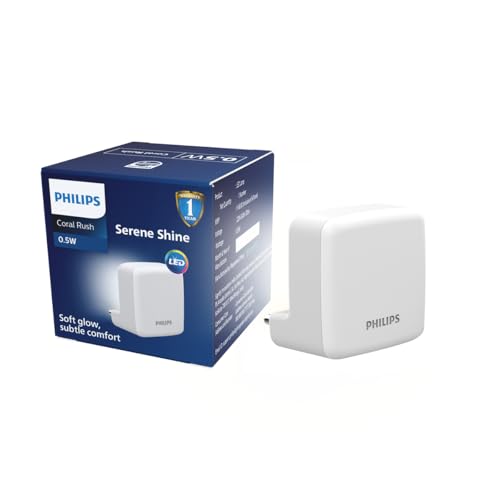 Image of Philips LED SereneShine Plug-in Night Lamp 0.5W | Cool White LED Night Light | Soft Glare-Free Illumination | Energy Efficient | Ideal for Bedroom, Hallway & Kids Room | Pack of 1