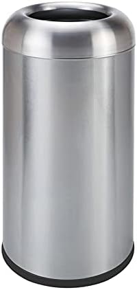 FEANG Trash Can Stainless Steel Trash Can with Inner Barrel Large Uncovered Dustbins Waste Recycling Compost Bins for Indoor/Outdoor Garbage Bin (Color : Silver)