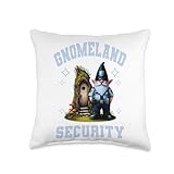 Funny Garden Gnome Gnomeland Security Graphic Throw Pillow