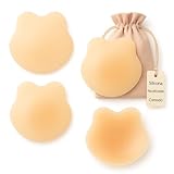[2 PARES] Pezoneras Adhesivas Silicona Sujetador Invisible Reutilizable Para Novia Fiesta Vestido Sin Espalda Boda Copas Grandes Orejas Conejo Cubrepesones Adhesivo Impermeable Lavable Discreto Cómodo
