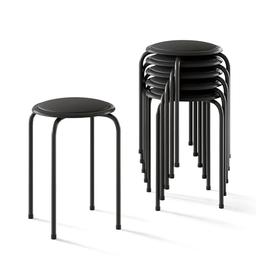 VECELO 6-Piece Stacking Stools, 17 Inch Standard Height,