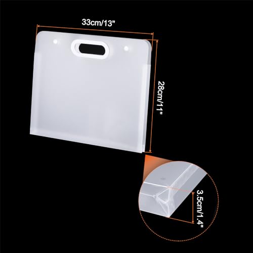Image of PATIKIL 13 x 11 Inch Plastic Art Portfolio, Large Art Storage Bag with Handles, Waterproof Folder Container for Artwork Drawing Sketch Poster Photography Diamond Painted, Clear White