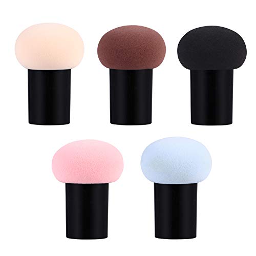 OUNONA 5Pcs Mushroom Head Makeup Sponge Dual Use Wet Dry Cosmetic for Foundation Application Powder Puff for Home Travel Use