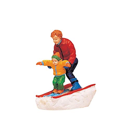LEMAX Father and Son skiing "Father & Fils Skiant" in polyresin H5.5 x 3.2 x 5 cm, Multicolored
