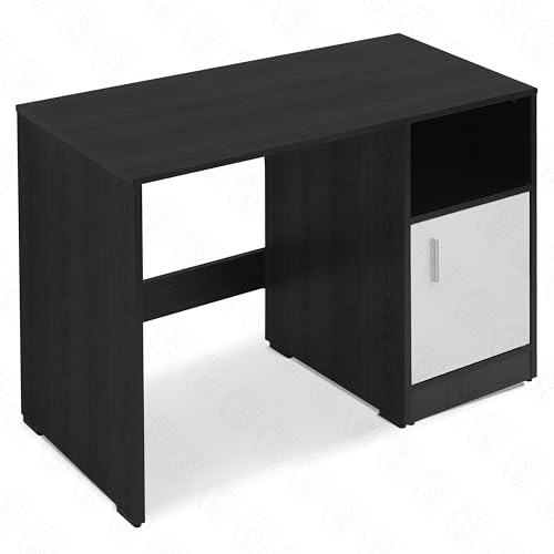 Image of ABOUT SPACE Study Table with Bottom Storage - WFH /Office Computer Table for Laptop, PC, Working, Drawing for Home Office Desk Engineering Wood(Black Mahogany & White- L 95 x B 45 x H 75 cm)