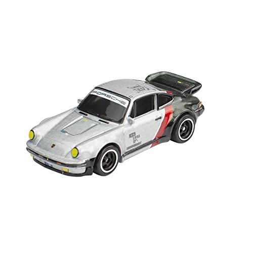Image of Hot Wheels Premium Cyberpunk 2077 Porsche 911 Turbo, Real Riders Series, Die-Cast Metal Car, Silver