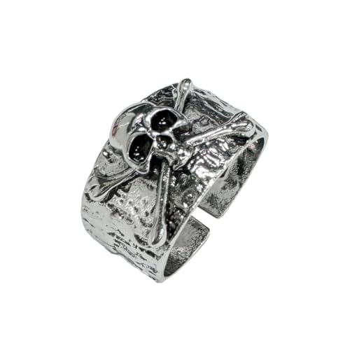 Auriselle Anillo de Hombre Ajustable Cráneo Vintage Vikingo Retro Abierto Anillo de Pulgar Gótico Joyería Regalos para Hombres Niños Padre