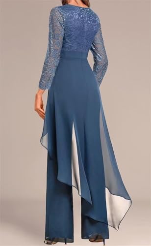 2 Pieces Mother of The Bride Pant Suits for Wedding Long Lace Chiffon Women Formal Outfits CD0563
