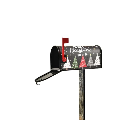 Image of Christmas Tree Black Magnetic Mailbox Covers Winter Snowflake Xmas Santa Claus Mailbox Cover Over Size Full Magnet Garden Yard Porch Mail Boxes Cover Holiday Decorations 25 inch L x 21 inch W