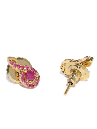 Juego de joyas con rubí chapado oro rojo juego pendientes collar latón DMZ-2894