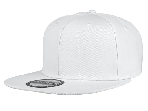 Gelante Snapback Hats for Men - Flat Bill Brim Baseball Cap Hat - Plain Blank Adjustable 1500-1PC White