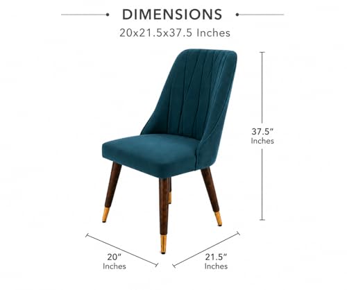 Image of WOODEN SPACE 6-Seater Wooden Dining Table Set | Nano Composite Marble Top | Solid Wood Base | Modern Dining Room Furniture with 6 Chairs (Seablue Frontline)