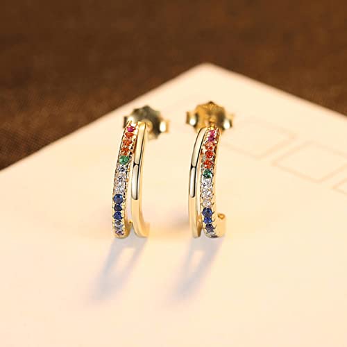 Boucles d'oreilles argent 925 arc-en-ciel serties de pierres CZ