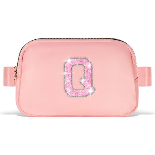 Image of Uygafly Graduation Gifts for Teens Kids Daughter Sister Her - Birthday Gifts for 3 4 5 6 7 8 9 10 11 12 13 Year Old Girls,Fanny Pack Crossbody Bag Belt Bag Cute Trendy Stuff | Peach,Initial Q