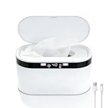 Weciau Baby Wipes Warmer, 40℃-60℃ Adjustable Wet Wipe Warmer with Night Light and Temperature Display, USB Powered Large Capacity Heated Wipes Dispenser for Babies Home Car Travel