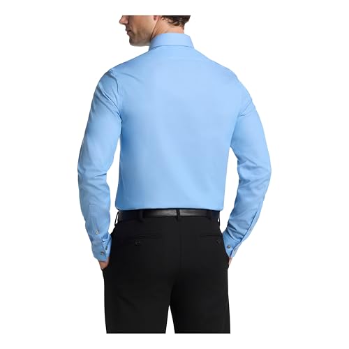 Calvin Klein Men's Slim Fit Non-Iron Herringbone Point Collar Dress Shirt, Mist, 14' Neck 32-33' Sleeve