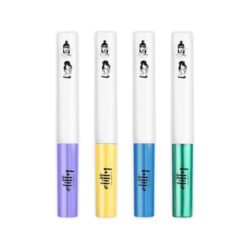 Image of Elitty Four Play Pop Colour Waterproof Liquid Eyeliner Combo | Matte Shades (Yellow, Lilac, Light Blue) & Metallic Shades (Emerald Green) | Lasts Upto 12 Hrs | 1 ML Each