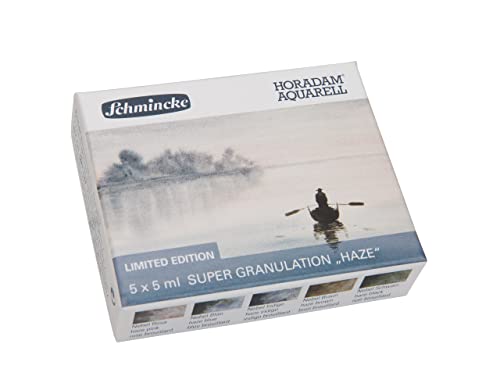Schmincke - HORADAM® AQUARELL, Super- Granulation Set Fog 5 x 5 ml tubes, 74 859 097, cardboard box set, very strong granulating watercolors