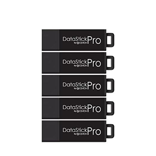 Centon DataStick Pro USB 3.2 Gen 1 Flash Drive Aluminum 8GB 5-Pack Black PC