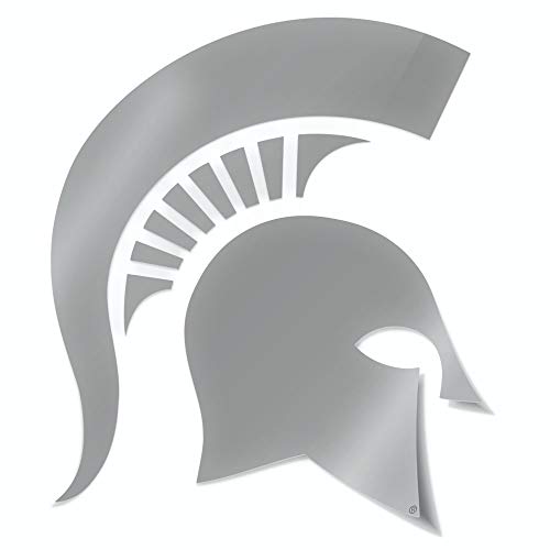 Image of Collegiate NCAA Car Decal Made from Premium Weatherproof Vinyl (Michigan State Spartan Helmet - Silver)