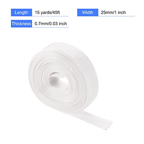 Image of MECCANIXITY Flat Nylon Webbing Strap 1 Inch 15 Yards White for Backpack, Cargo Strap, Luggage-rack