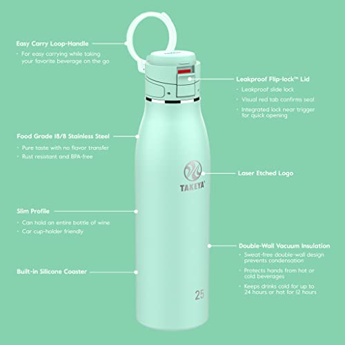 Image of Takeya Traveler Stainless Steel Travel Coffee Mug with Flip-Lock Lid (25 oz, Arctic)- Leakproof Insulated Mug for Coffee & Tea