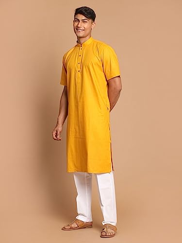 Image of VASTRAMAY Men's Cotton Linen Kurta Pyjama Set (1)
