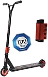 Patinete de acrobacias aprobado por TÜV para niños y adultos – Patinete para skatepark y calle | 110 mm Alukern, ABEC 9 | robusto, ligero, máximo 100 kg – rojo