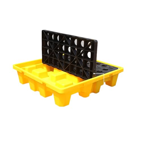 Plastic Spill Tray with Drain Plug Chemical-Resistant Spill Containment Pallet Secondary Containment Pallet for Chemical Storage Area(33.5x33.5x5.5cm)