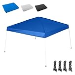 10x10FT Canopy Replacement Top Only, Waterproof Pop-Up Canopy Tent Top Cover with Ropes, Instant Canopy Top Sunshade Silver Coated for Outdoor Garden Patio Camping (Blue)
