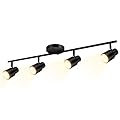BoostArea LED 4 Light Track Lighting Kit,4 Way Industrial Ceiling Spot Lighting, Flexibly Rotatable Light Head for Kitchen, Living Room, Bedroom, Black,GU10 Bulb Not Included