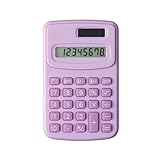 Calculadora Eletrônica de 8 Dígitos com Energia Solar e Bateria – Mini Calculadora Portátil para Escola, Escritório, Contabilidade, Estudos e Uso Diário – Teclas Suaves e Visor Grande (Lilás)