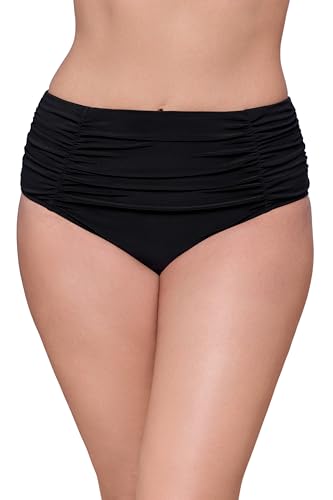 Aqua Green Women's Shirred Classic High Rise Swim Brief