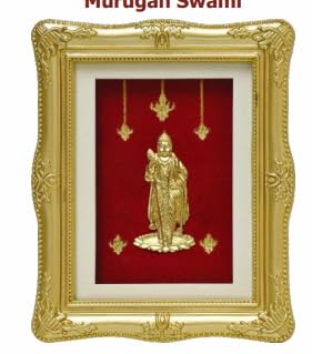 Image of EKA Divine Series Small Murugan Swami Table Top Premium Gold Foil Artwork with Metal Stand | Lord Murugan Inspired Spiritual Decor for Home, Office & Pooja Space | Auspicious Gift