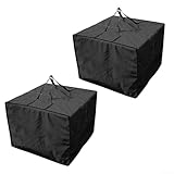 Aufbewahrungstasche für Gartenmöbel, wasserdicht, mit Reißverschluss, für Kissen und Saisonartikel (2 Stück, schwarz)