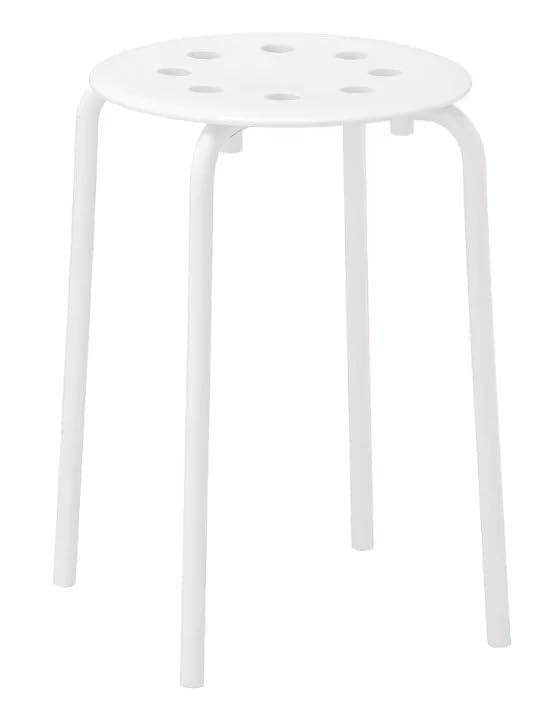 HOMION Round Compact Stool for Home Office Small Junior Free Standing Stackable Breakfast stool Children Kids School Library Camping Picnic Camper Van Kitchen Living Compact Marius (4, White)