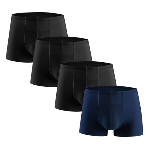 Xiaojmake 4 pack Men's Ultra-Absorbent Incontinence Boxer Briefs Ice Silk Underwear Front Opening Boxers Shorts with Fly