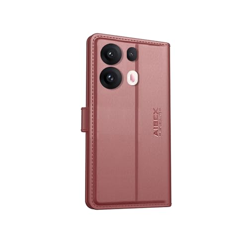 Image of AIBEX Compatible for Oppo Reno 13 5G Flip Cover Leather Finish with Magnatic Closure | Inside TPU with Card Pockets | Wallet Stand | Complete Protection Flip Case -Brown