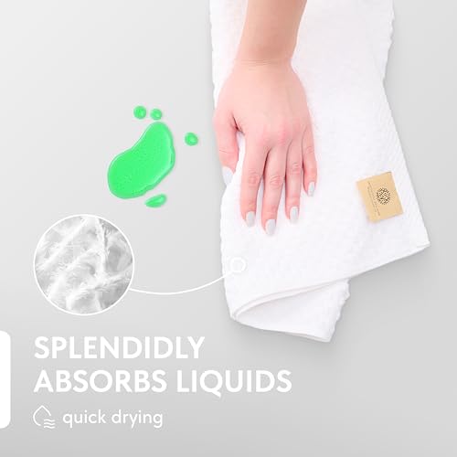 Super Absorbent Kitchen Towels 12 Pack - Premium 100% Cotton Kitchen Towels, 450GSM Thick Machine Washable White Dish Towels for Kitchen Drying, Cleaning, Dobby Weave, Unmatched Quality - Image 5