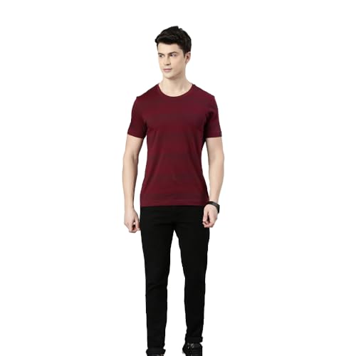 Image of F A S O Men's T-Shirt - Super Soft Combed Cotton Rich Fabric Sporty Striped Design Customized Comfort Fit