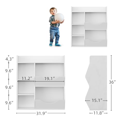 GarveeHome Kids Toy Storage Organizer, Children Bookcase with Storage Cubbies, Toddler Toy Shelf for Playroom, Living Room, Nursery