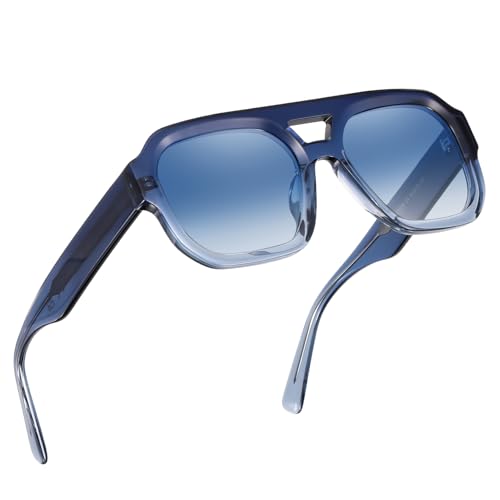 Image of DUCO Retro Square Aviator Sunglasses for Women Men Classic Vintage Trendy 70s Shades UV protection Sun Glasses DC2358