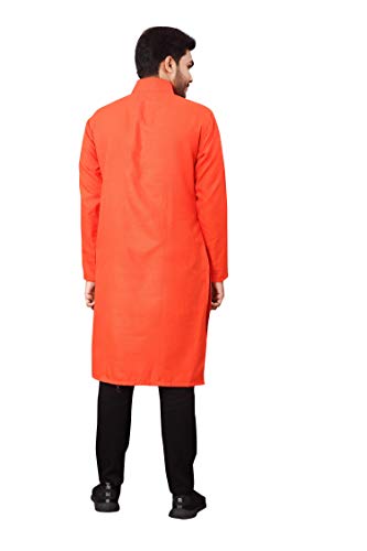 Image of Nirmla Fashion Handloom Cotton Men's Full Sleeve Long Kurta (Men's M101, M, Yellow)