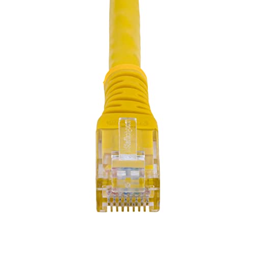 Image of StarTech 1ft CAT6 Ethernet Cable - Yellow CAT 6 Gigabit Ethernet Wire -250Mhz 100W PoE RJ45 UTP Molded Network Patch Cord with Strain Relief (C6PATCH1YL)