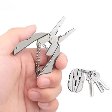 Mini Portable Stainless Steel Multifunctional Folding Plier Keychain Tool | Pocket-Sized, Screwdriver Included, Multi-Tool Set, Foldable Design, Keychain Attachment-image-6